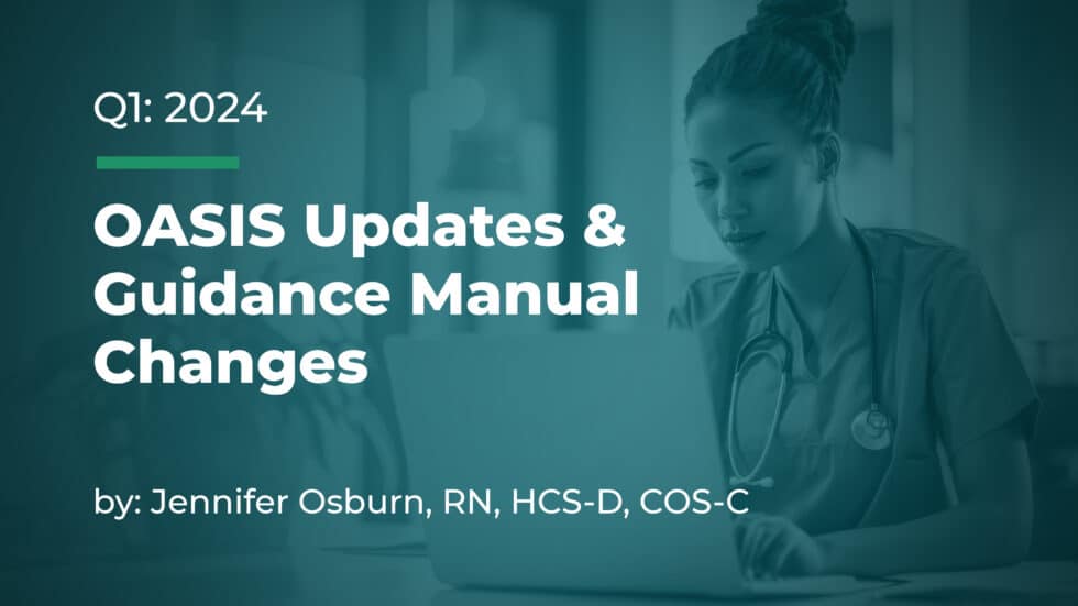 OASIS Updates & Guidance Manual Changes